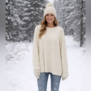 SO Women's Cream Cable Knit Sweater